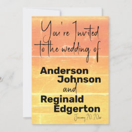 サマー素朴カジュアルイエローピーチ結婚ズ 招待状
