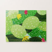 サマー素朴グリーン多肉性グリッター ジグソーパズル (横)