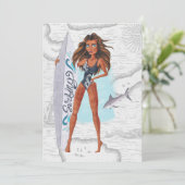 サマー素朴サーファービーチバケーションバースデーパーティー 招待状 (スタンド正面)