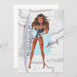 サマー素朴サーファービーチバケーションバースデーパーティー 招待状