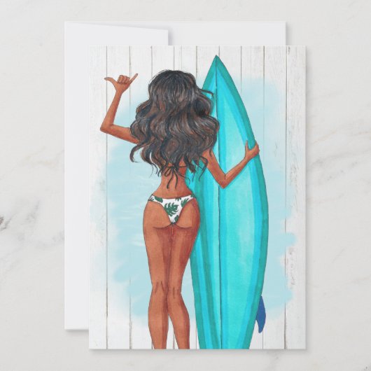 サマー素朴サーフビーチバケーションバースデーパーティー 招待状 (正面)