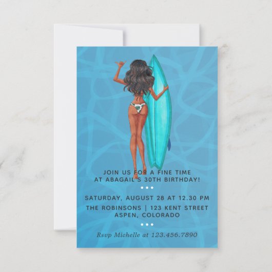 サマー素朴サーフビーチバケーションバースデーパーティーI 招待状 (裏面)