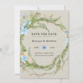 サマー素朴シダリース結婚式の日付を保存 招待状 (正面)