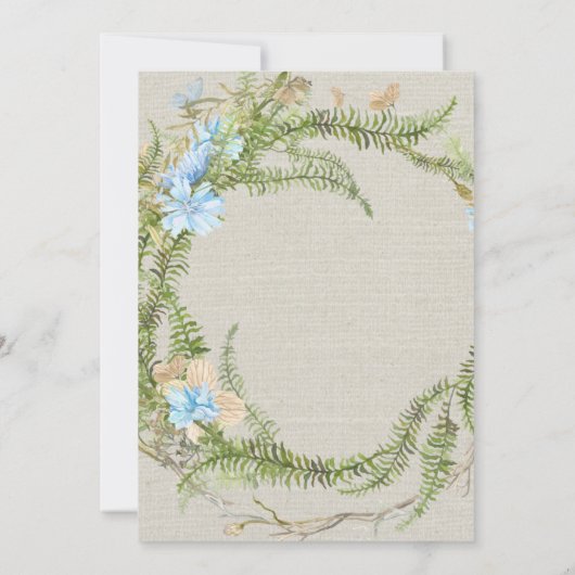 サマー素朴シダリース結婚式の日付を保存 招待状 (裏面)