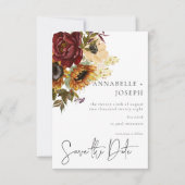 サマー素朴スサンフラワーズ&バーガンディフローラ セーブザデート (正面)