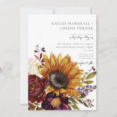 サマー素朴スサンフラワーズ&バーガンディフローラ 招待状 (正面)