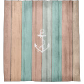 サマー素朴ビーチウッド航海の&いかり シャワーカーテン (正面)