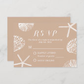 サマー素朴ビーチシーシェルズウェディングRSVP 出欠カード (正面/裏面)
