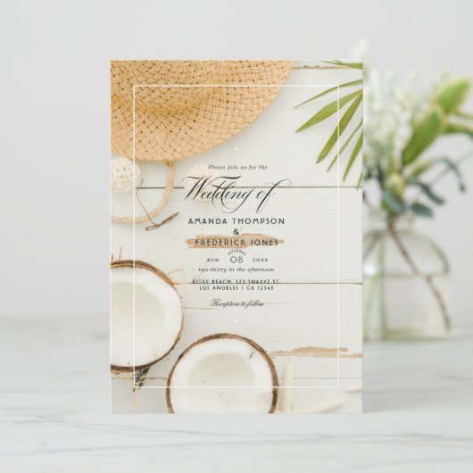 サマー素朴ビーチ結婚式招待状 招待状 (スタンド正面)