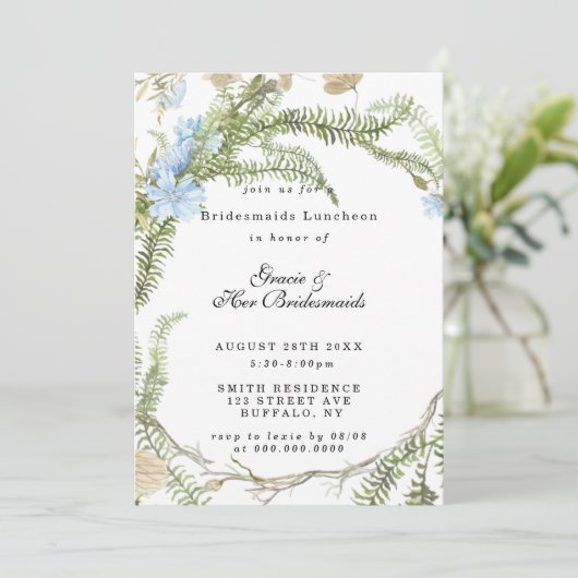 サマー素朴ファーンブリデスメイドランチョン招待状 (スタンド正面)
