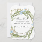 サマー素朴ファーンリース結婚ズサンキューカード 招待状 (正面)