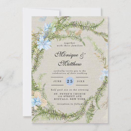 サマー素朴ファーンリース結婚ズ 招待状 (正面)