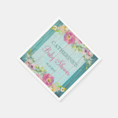 サマー素朴フローラブルーバーンウッドベビーシャワー スタンダードカクテルナプキン (角)