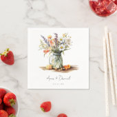 サマー素朴フローラメイスンジャー結婚ズ スタンダードカクテルナプキン (インサイチュ)