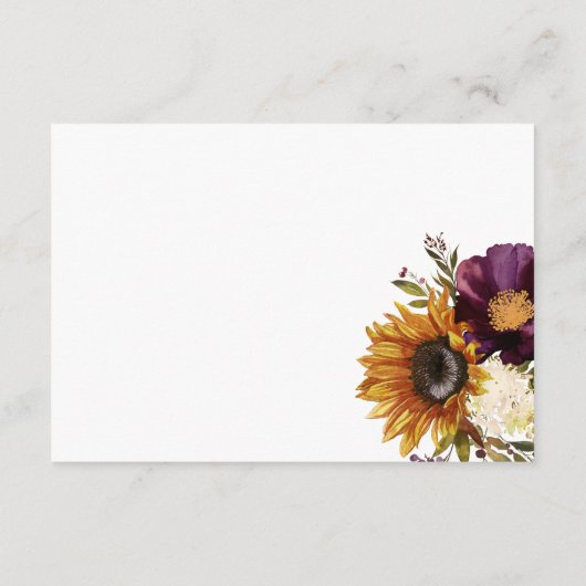 サマー素朴ワイルドフラワー&ひまわりの詳細 エンクロージャーカード (裏面)