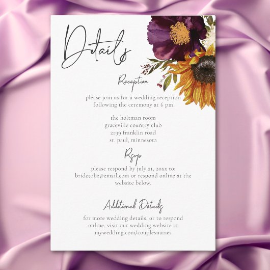 サマー素朴ワイルドフラワー&ひまわりの詳細 エンクロージャーカード