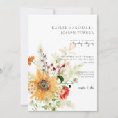サマー素朴ワイルドフラワー&ひまわり 招待状 (正面)