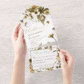 サマー素朴ワイルドフラワー&デイジーディナー オールインワン招待状 (貼ってはがせる)