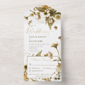 サマー素朴ワイルドフラワー&デイジーディナー オールインワン招待状 (内側)