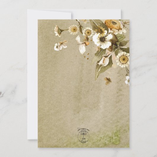 サマー素朴ワイルドフラワー&デイジー結婚ズ 招待状 (裏面)