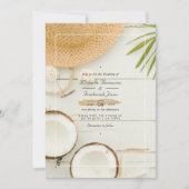 サマー素朴QRコードRSVPビーチ結婚式 招待状 (正面)