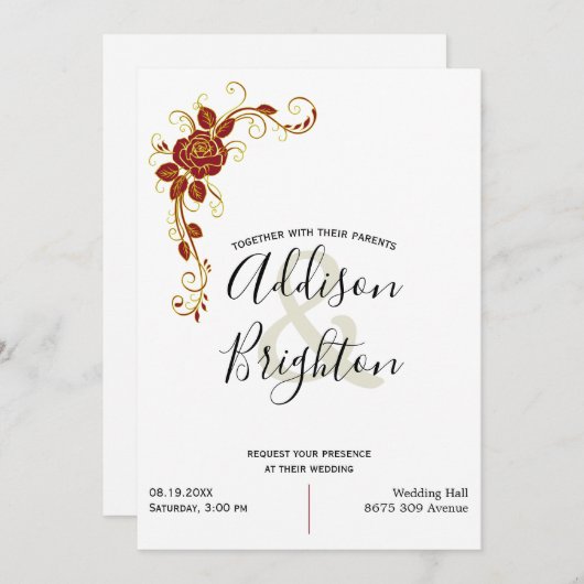 サマー結婚ズエレガントバラ 招待状 (正面/裏面)