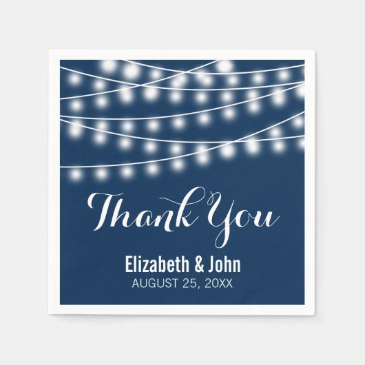 サマー結婚ズストリングライトデザイン スタンダードカクテルナプキン (正面)