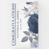 サマー結婚ズブライトブルーフローラ披露宴 横断幕 (縦)