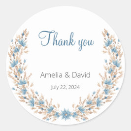 サマー結婚ズブルーワイルドフラワーグラスリース ラウンドシール