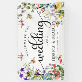 サマー結婚ズワイルドフラワー&（昆虫）マルハナバチ 横断幕 (縦)