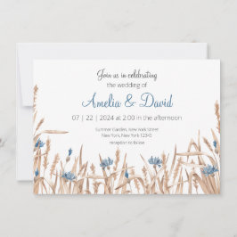 サマー結婚ズ・ワイルドフラワーミニマル結婚リスト 招待状