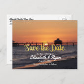 サマー結婚ズ、日付の保存、ビーチ、カスタム 案内ポストカード (正面/裏面)