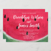 サマー結婚式招待状とスイカ 招待状 (正面/裏面)