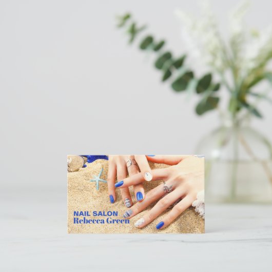 サマー美しいマニキュリストネイルアーティストネイルサロン 名刺 (スタンド正面)