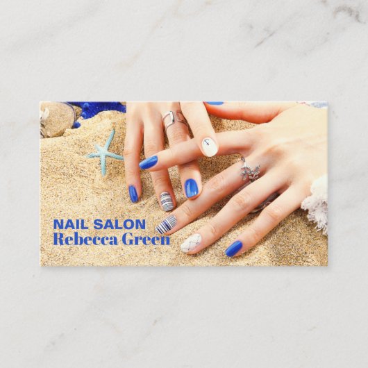 サマー美しいマニキュリストネイルアーティストネイルサロン 名刺 (正面)