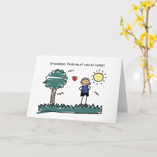 サマー考えキャンプでの孫のステッキのフィグ カード (黄色い花)