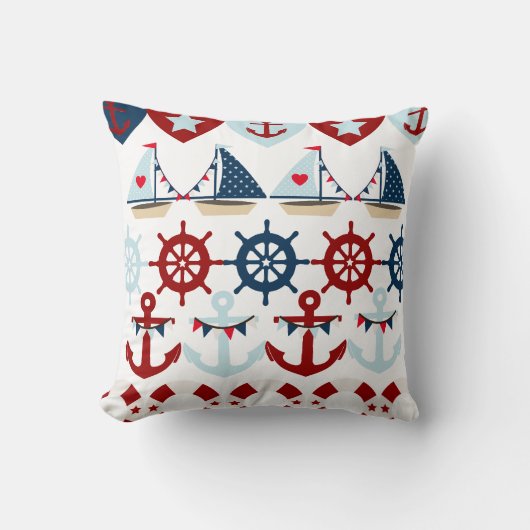サマー航海のテーマいかりセイルボーツヘルムズ クッション (正面)
