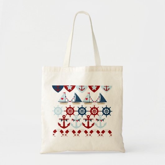 サマー航海のテーマいかりセイルボーツヘルムズ トートバッグ (正面)