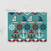 サマー航海のテーマいかりセイルボーツヘルムズ ポストカード (正面/裏面)