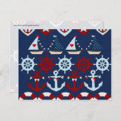 サマー航海のテーマいかりセイルボーツヘルムズ ポストカード (正面/裏面)