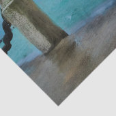 サマー航海のビーチフロントブルーティール（緑がかった色）水彩 薄葉紙 (詳細)