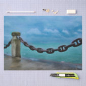 サマー航海のビーチフロントブルーティール（緑がかった色）水彩 薄葉紙 (クラフト)