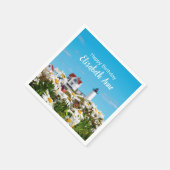 サマー航海の誕生日ヌブルメーンライトハウス スタンダードカクテルナプキン (角)