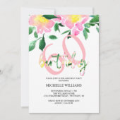 サマー芸術的フローラウォーターカラーアート誕生日 招待状 (正面)