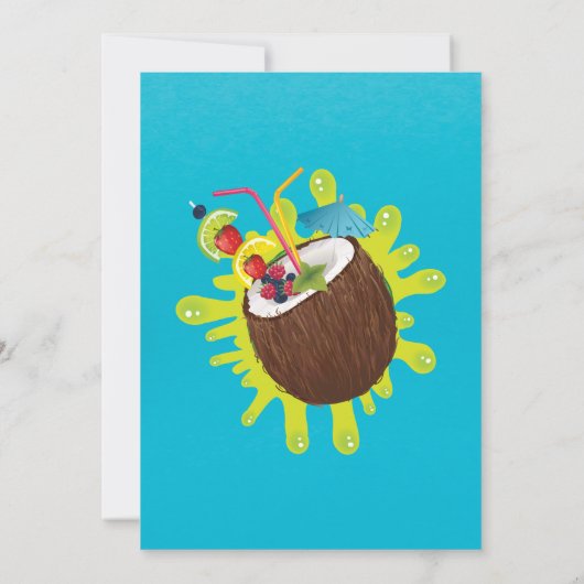 サマー誕生日プールパーティーココナッツ 招待状 (裏面)