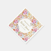 サマー開花フローラバタフライブライダルシャワーカスタム スタンダードカクテルナプキン (角)