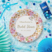 サマー開花フローラバタフライブライダルシャワーカスタム ペーパープレート (パーティー)