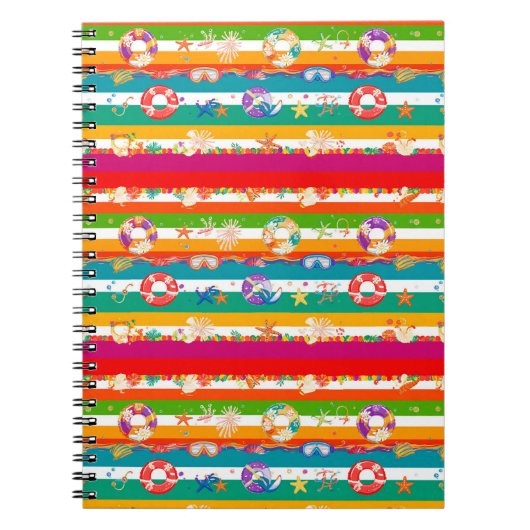 サマー鮮やかビーチをテーマにしたデザイン ノートブック (正面)