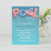 サマー鮮やかプールパーティーブルー招待状 招待状 (スタンド正面)