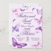 サマー3thバースデーバタフライガールズ誕生日 招待状 (正面)